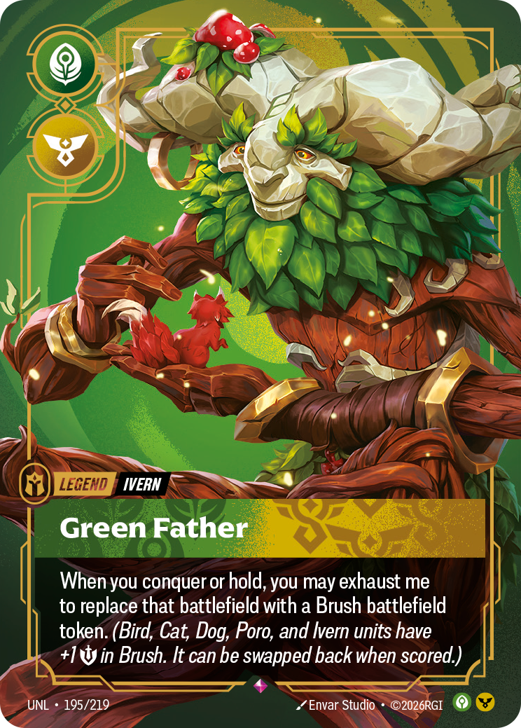 Ivern, Green Father UNL-195 - Riftbound Standard Art, English reference artwork