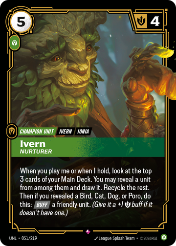 Ivern, Nurturer UNL-051 - Riftbound Standard Art, English reference artwork
