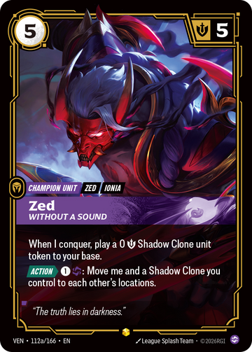 Zed, Without a Sound (Alternate Art) VEN-112A - Riftbound Alternate Art, English reference artwork