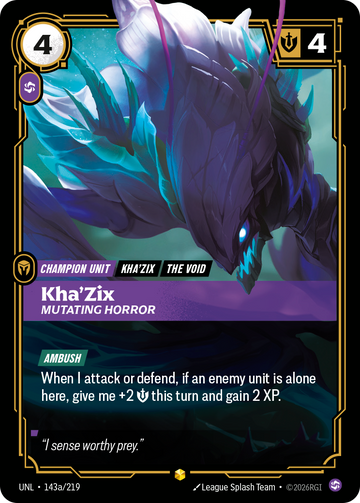 Kha'Zix, Mutating Horror (Alternate Art) UNL-143A - Riftbound Alternate Art, English reference artwork