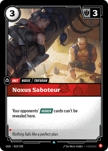 Noxus Saboteur OGN-018 - Riftbound Standard Art, English reference artwork