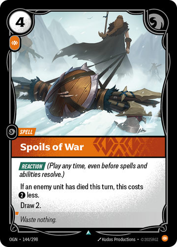 Spoils of War OGN-144 - Riftbound Standard Art, English reference artwork