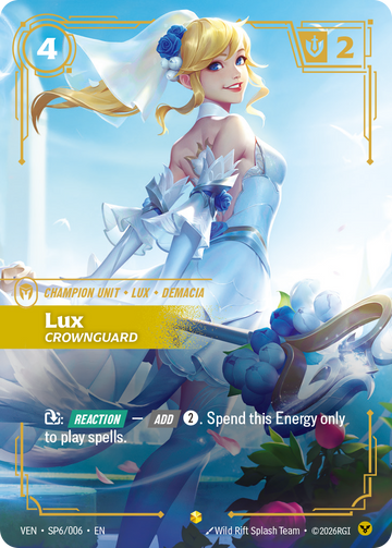 Lux, Crownguard VEN-SP6 - Riftbound Crystal Rose, English reference artwork