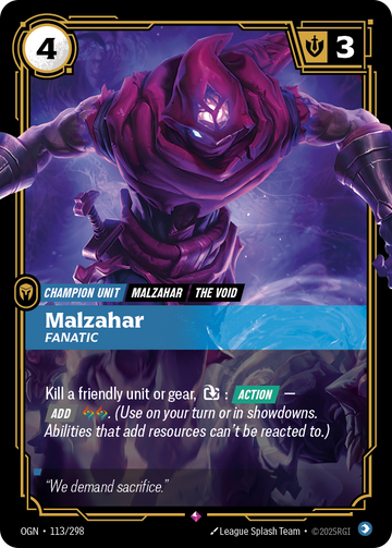 Malzahar - Fanatic OGN-113 - Riftbound Standard Art, English reference artwork