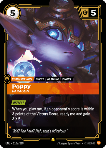 Poppy, Paragon (Alternate Art) UNL-116A - Riftbound Alternate Art, English reference artwork