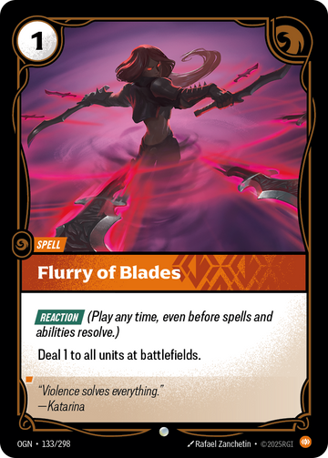 Flurry of Blades OGN-133 - Riftbound Standard Art, English reference artwork