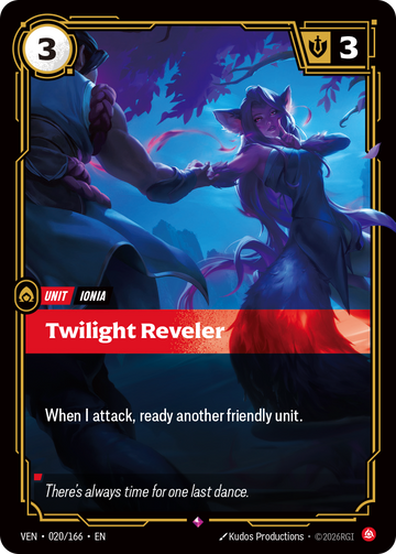 Twilight Reveler VEN-020 - Riftbound Standard Art, English reference artwork