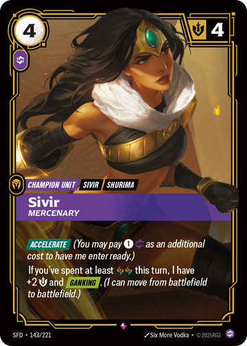 Sivir, Mercenary SFD-143 - Riftbound Standard Art, English reference artwork