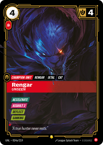 Rengar, Unseen (Alternate Art) UNL-024A - Riftbound Alternate Art, English reference artwork