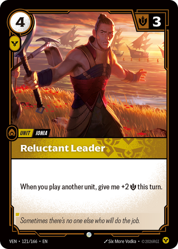 Reluctant Leader VEN-121 - Riftbound Standard Art, English reference artwork