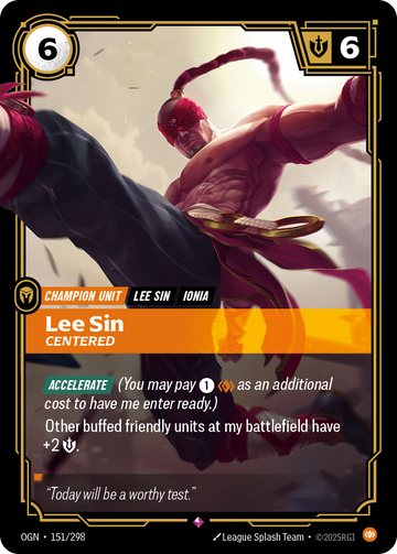 Lee Sin - Centered OGN-151 - Riftbound Standard Art, English reference artwork