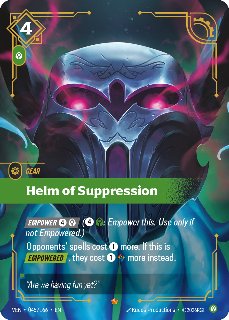 Helm of Suppression VEN-045 - Riftbound Standard Art, English reference artwork