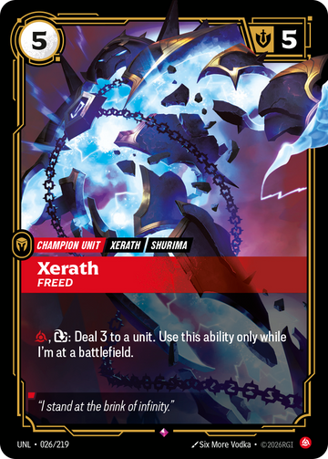 Xerath, Freed UNL-026 - Riftbound Standard Art, English reference artwork