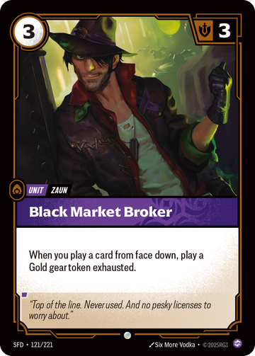 Black Market Broker SFD-121 - Riftbound Standard Art, English reference artwork