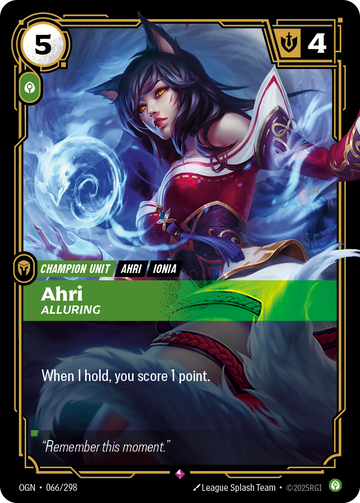 Ahri - Alluring OGN-066 - Riftbound Standard Art, English reference artwork